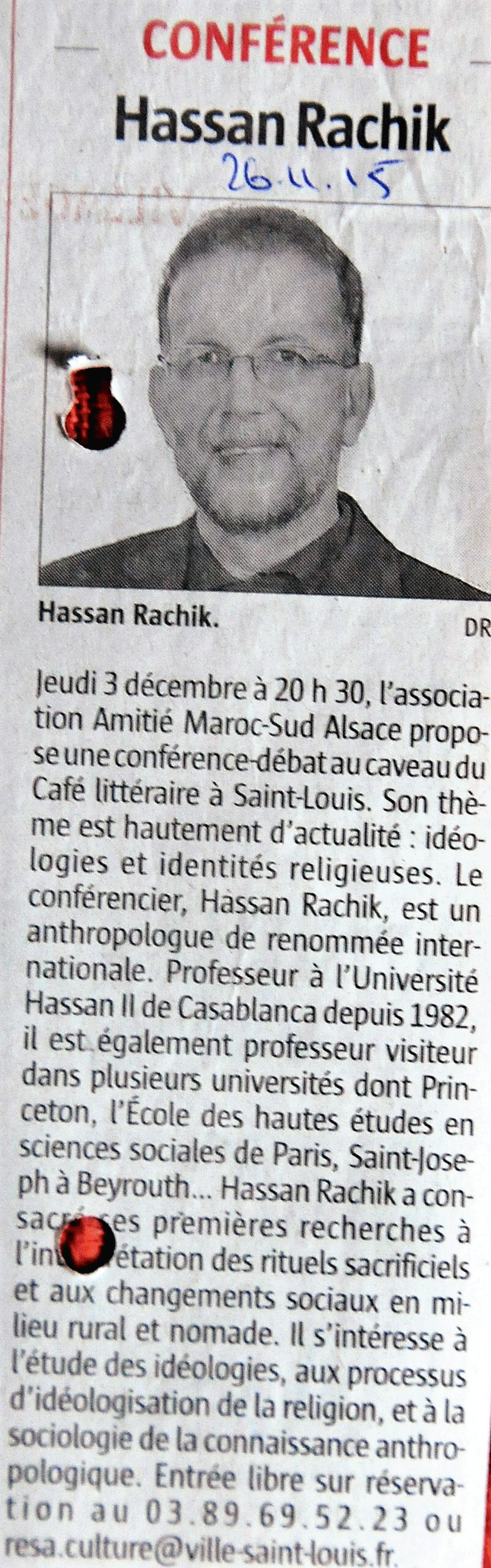 Conférence de Hassan Rachik le 26 novembre 2015